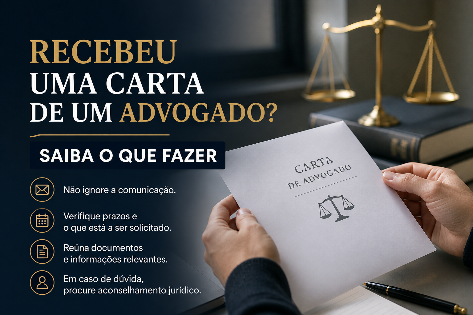 Recebeu uma carta de um advogado? Saiba o que fazer